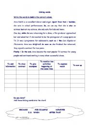 English worksheet: LINKING WORDS