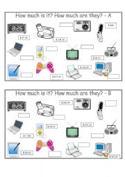 English Worksheet: How much - electronics