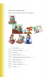 English worksheet: REASONS FOR STUDYING ENHLISH