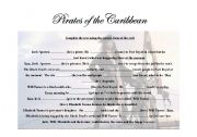 English Worksheet: Pirates of the caribbean (part 1)