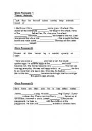 English Worksheet: cloze passages