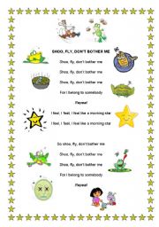 English worksheet: SHOO FLY DONT BOTHER ME - SONG