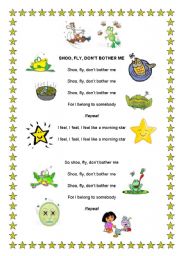 English Worksheet: SHOO FLY DONT BOTHER ME - SONG