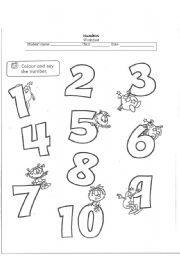 English Worksheet: Numbers