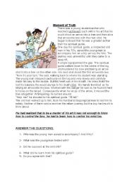 English Worksheet: A moral story along with  exercise 