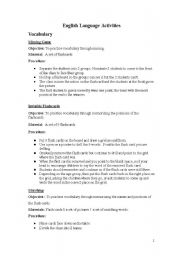 English worksheet: English language activities