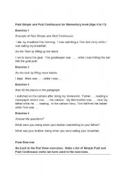 English worksheet: Past Simple and past Continuous