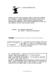 English worksheet: Linking & Reduction