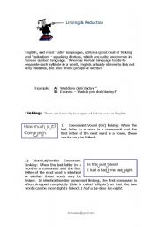 English Worksheet: Linking & Reduction