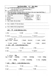 English worksheet: present perfect progressive + conjugations ex 