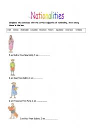 English Worksheet: Nationalities