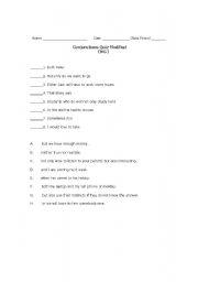 English worksheet: Conjunctions quiz