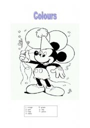 English worksheet:  Mickey and Colours