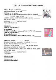 English worksheet: OUT OF TOUCH - HALL AND OATES - GAP FILLING