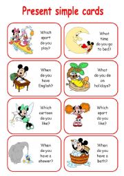 English Worksheet: PRESENT SIMPLE CARDS 1/2