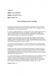 English Worksheet: capital punishment should be abolished