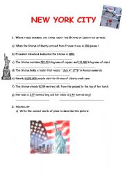 English Worksheet: 3 PAGES - NEW YORK CITY : grammar and vocabulary exercises