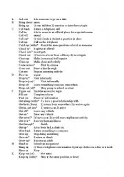 English Worksheet: MOST COMMON PHRASAL VERBS LIST 