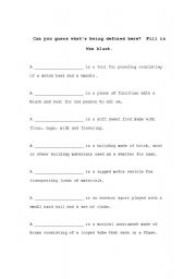 English worksheet: Definitions