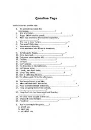 English Worksheet: Tag questions