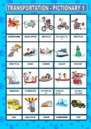 English Worksheet: TRANSPORTATION - PICTIONARY