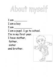 English worksheet: About myself