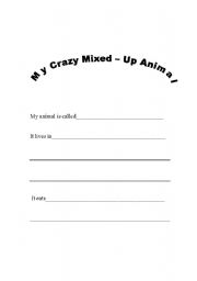 English worksheet: My Crazy Mixed-Up Animal