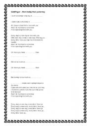 English Worksheet: more today than yesterday song