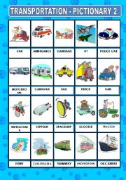 English Worksheet: TRANSPORTATION - PICTIONARY 2