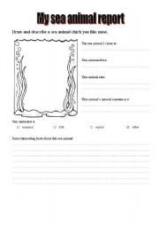 English worksheet: My sea animal report