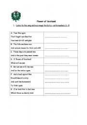 English Worksheet: Flower of Scotland