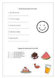 English worksheet: Correct Order 