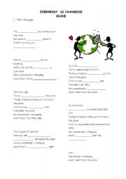 English Worksheet: EVERYBODY IS CHANGING