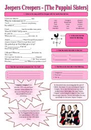 SONG!!! Jeepers Creepers [The Puppini Sisters] + worksheet on rhyming expressions - Printer-friendly version included