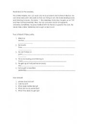 English Worksheet: reading comprehension