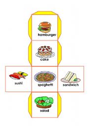 English Worksheet:   food dice 1/3