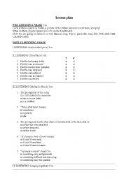 English Worksheet: Lesson plan on 