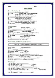 English Worksheet: Simple Present - Exercises 1