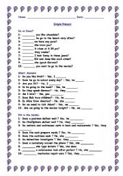 English Worksheet: Simple Present - Exercises 2