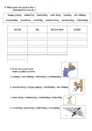 English worksheet: ADVENTURE SPORTS 4 OF 4