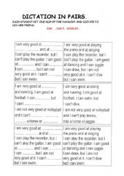 English Worksheet: DICTATION IN PAIRS