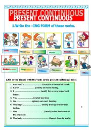 English Worksheet: Present continuous practice.