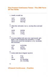 English worksheet: PRESENT CONTINOUS EXERCISE