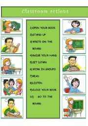 English Worksheet: Classroom actions