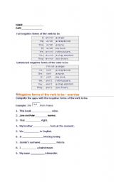 English Worksheet: to be worksheet