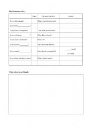 English Worksheet: Find someone who