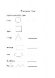 English Worksheet: Shapes and Lines Worksheet