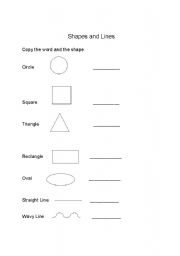 English worksheet: Shapes and Lines Worksheet