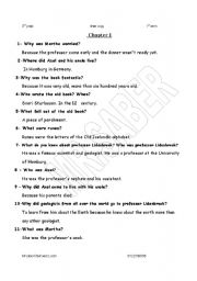 English worksheet: story (journey to the centre of the earth