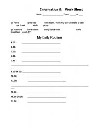 English worksheet: Writing Daily Routine